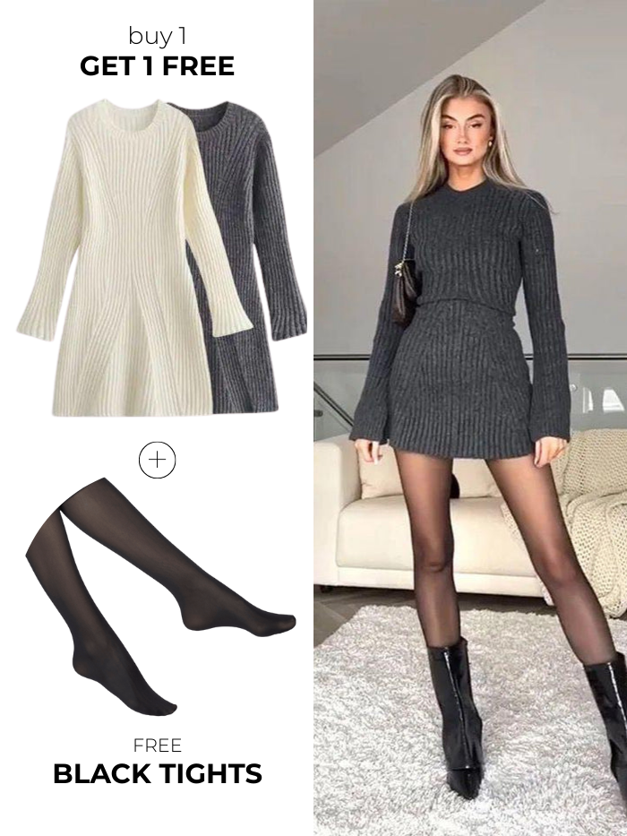 York | Autumn Sweater Mini Dress (Buy 1 Get 1 Free + Free Black Tights)