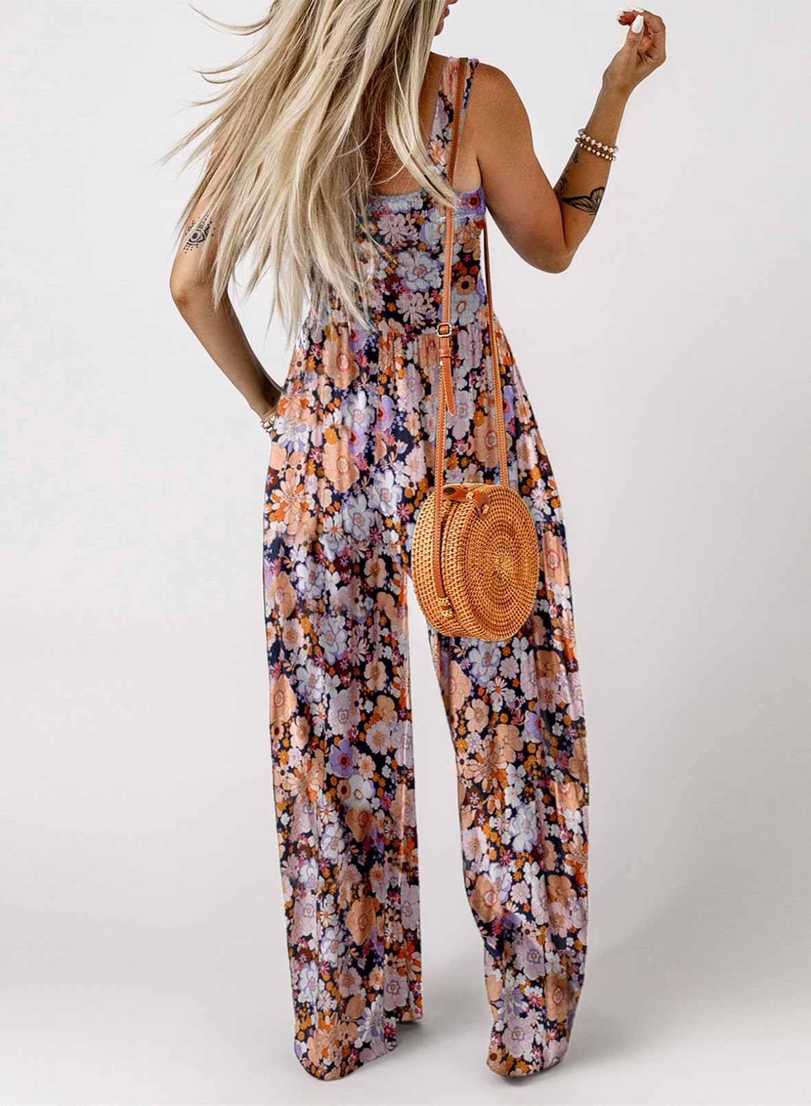 Limited time sale🔥Women's Overalls Casual Floral Print Sleeveless Jumpsuit with Pockets(buy 2 free shipping)
