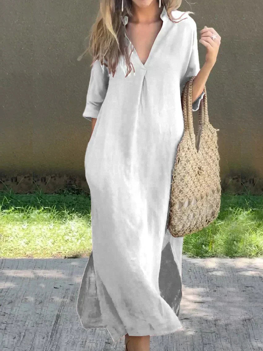 Alexa – Schickes Sommer-Maxikleid mit V-Ausschnitt