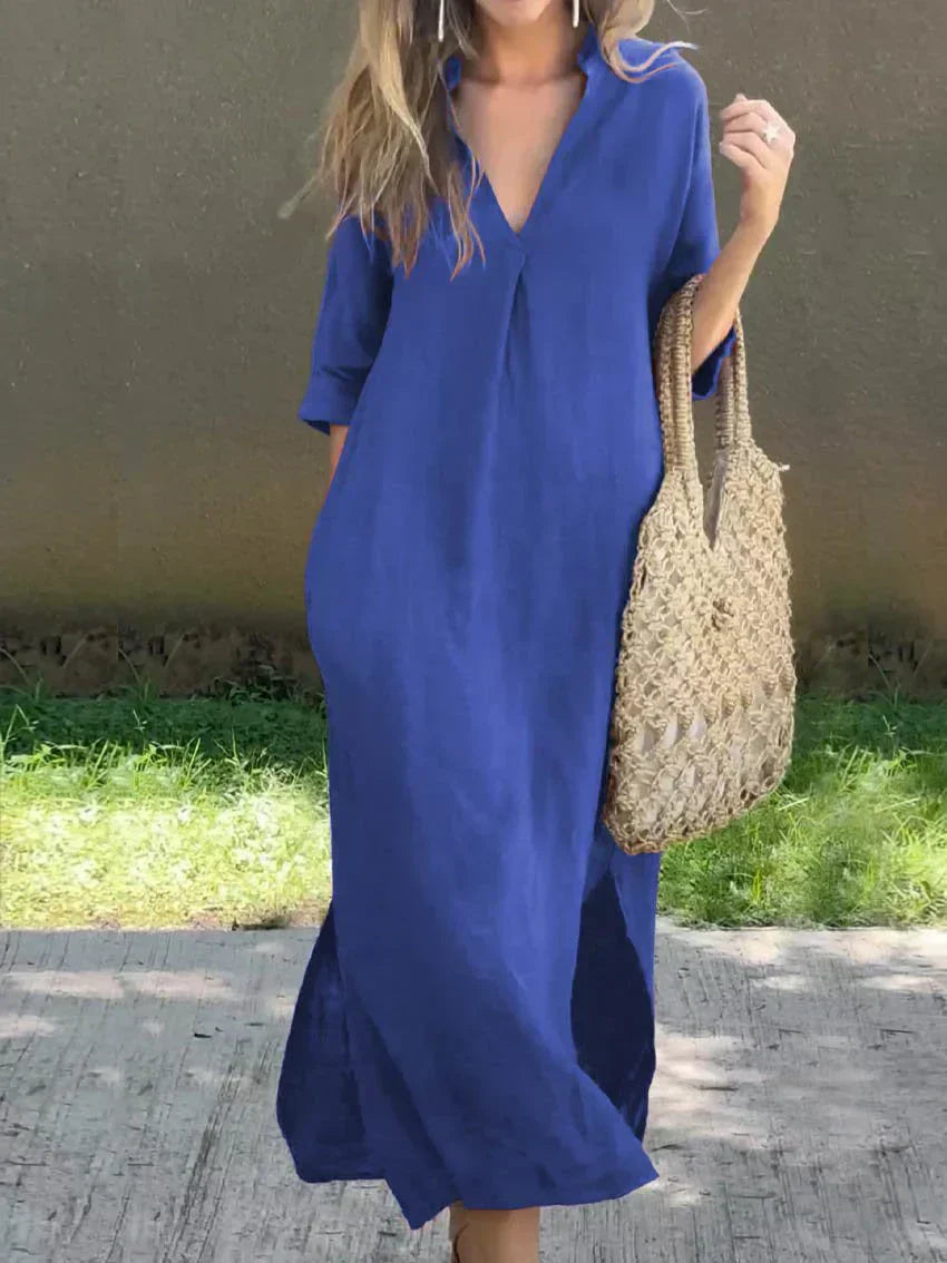 Alexa – Schickes Sommer-Maxikleid mit V-Ausschnitt