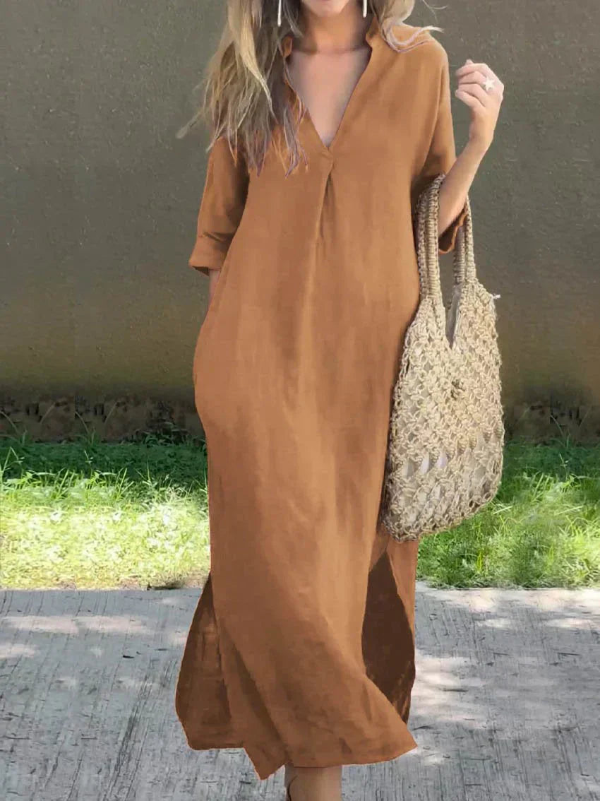 Alexa – Schickes Sommer-Maxikleid mit V-Ausschnitt