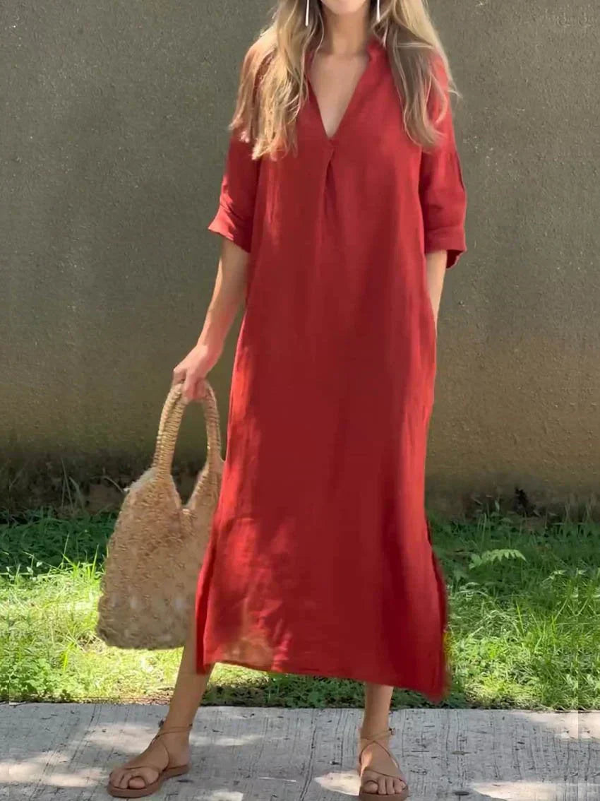 Alexa – Schickes Sommer-Maxikleid mit V-Ausschnitt