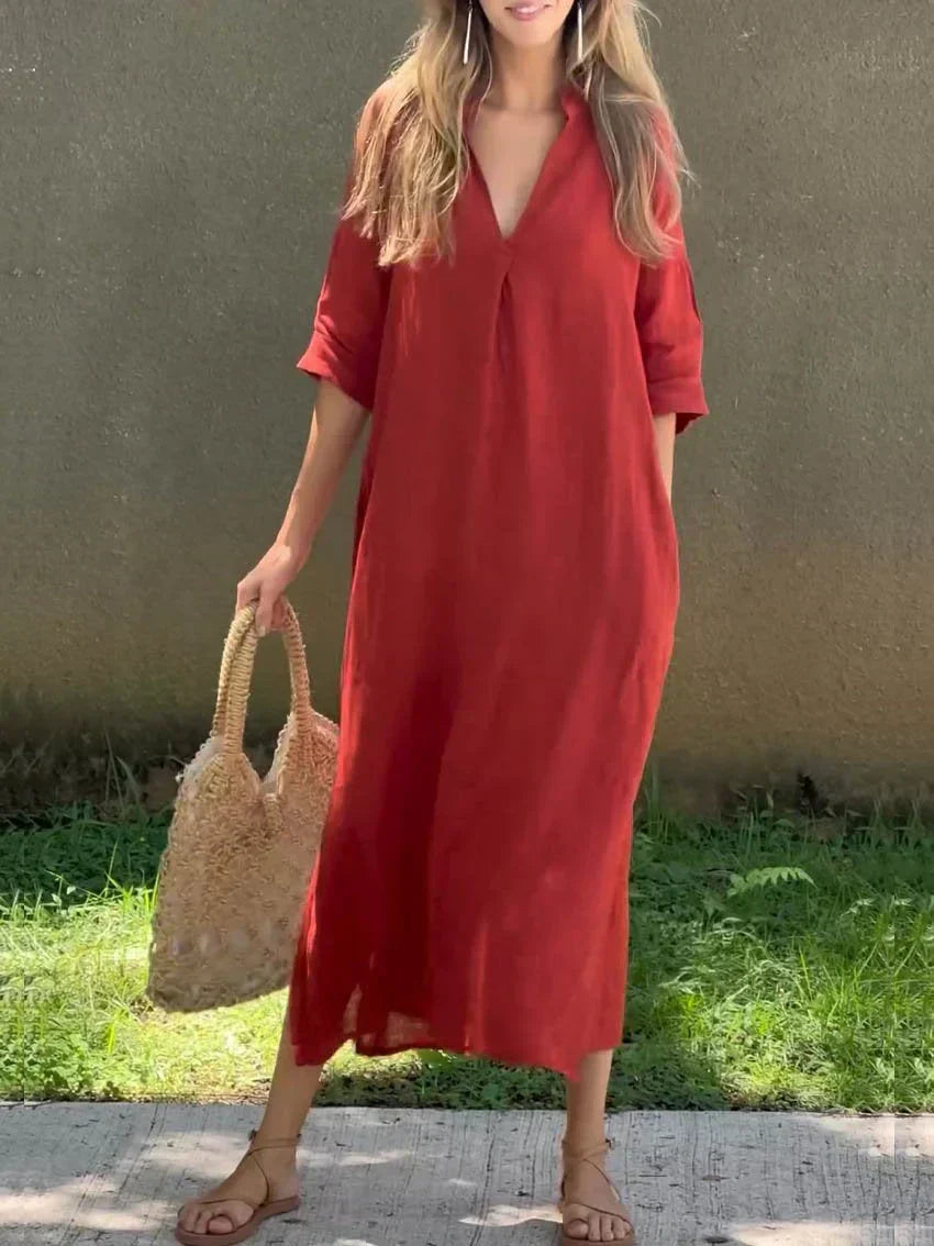 Alexa – Schickes Sommer-Maxikleid mit V-Ausschnitt