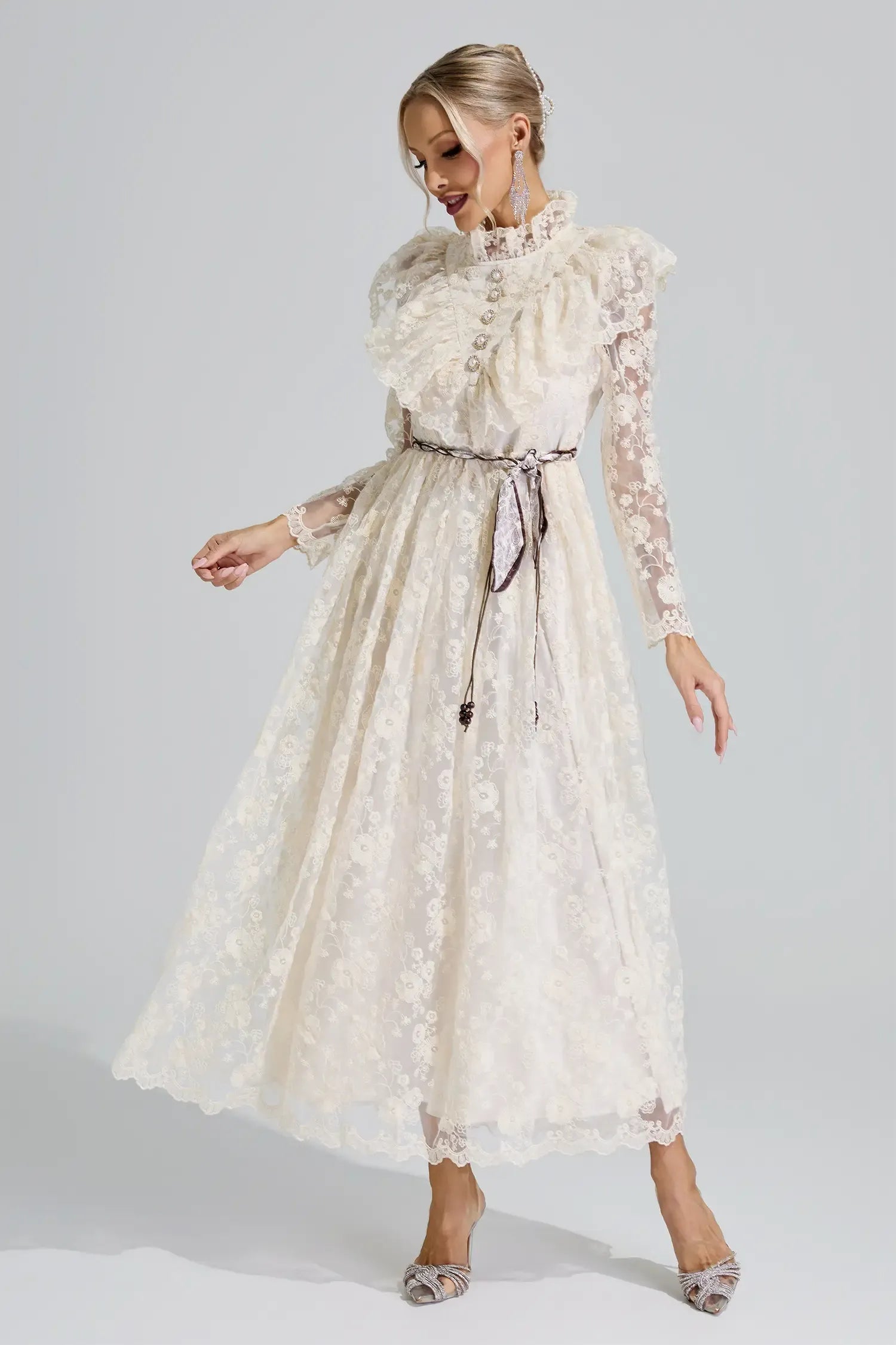 Rosalie Ruffle Lace Maxi Dress