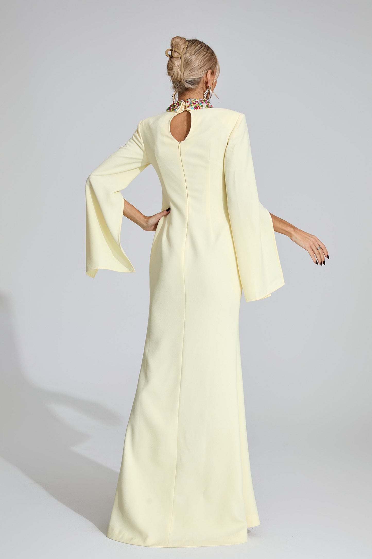Aurora Crystal Collar Cape Gown size M