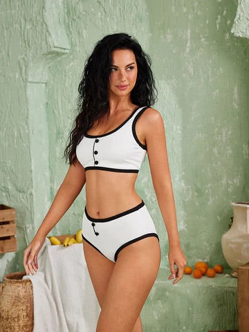White button bikini set