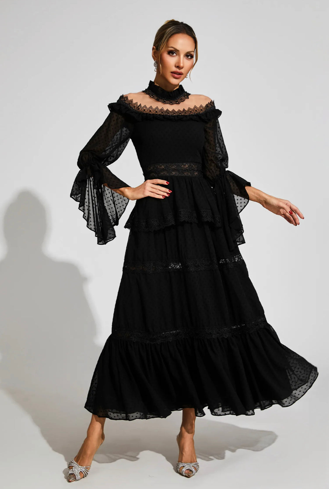 Black lace maxi dress