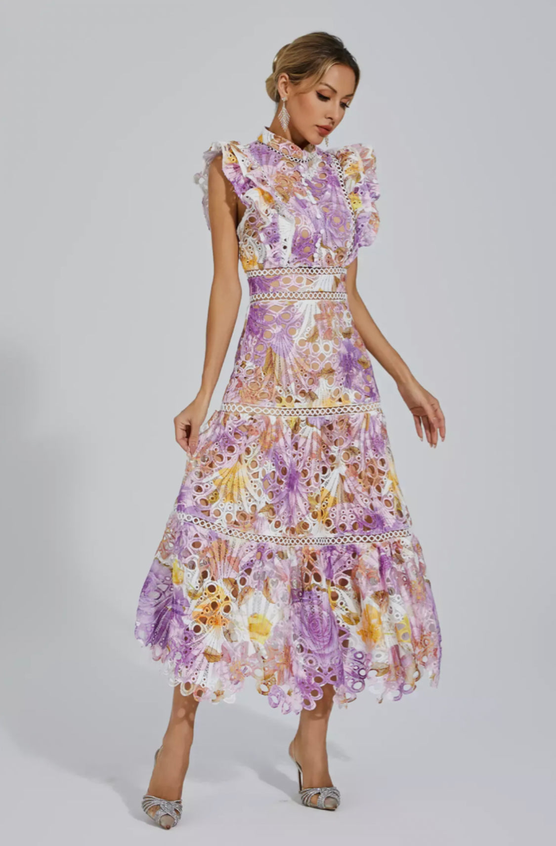 Ayleen floral purple midi dress