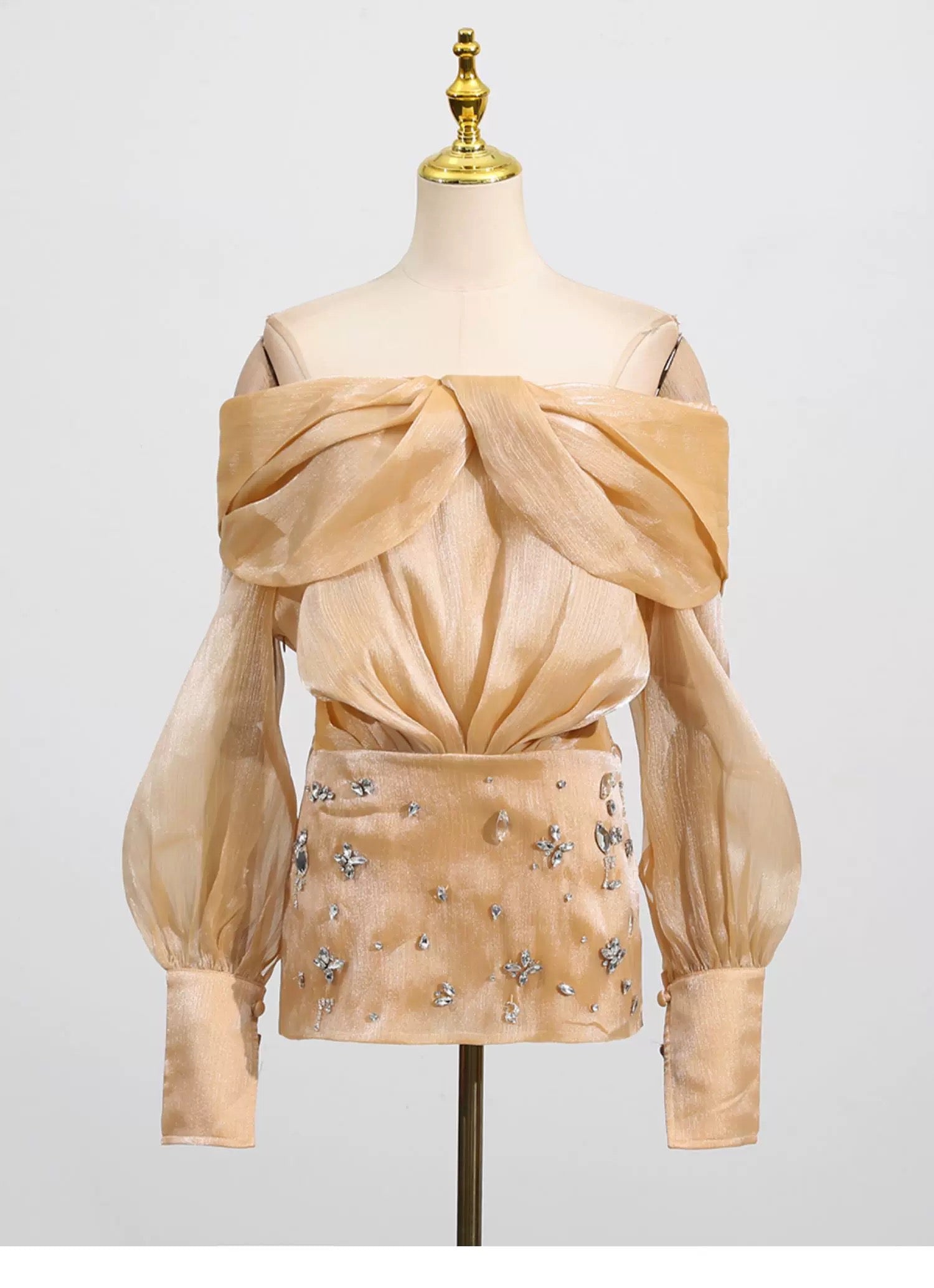 Gilded Bloom Crystal Mini Dress