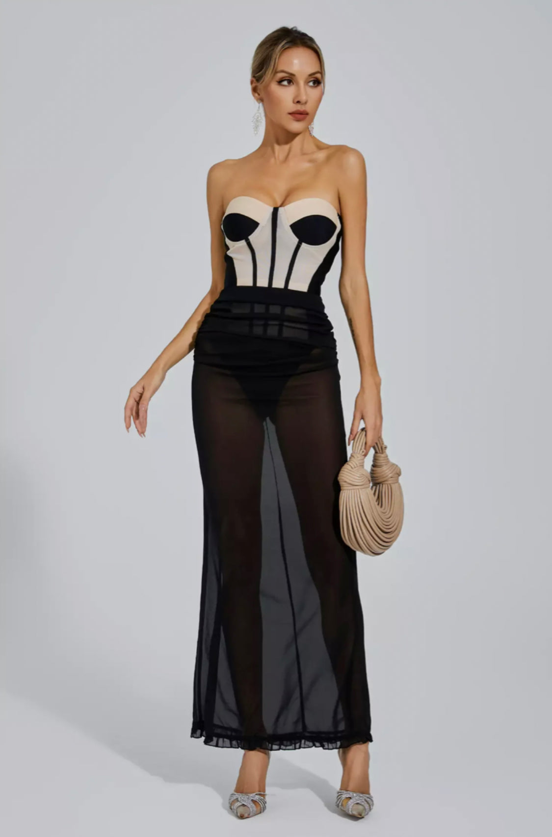 Paityn black bustier/skirt set