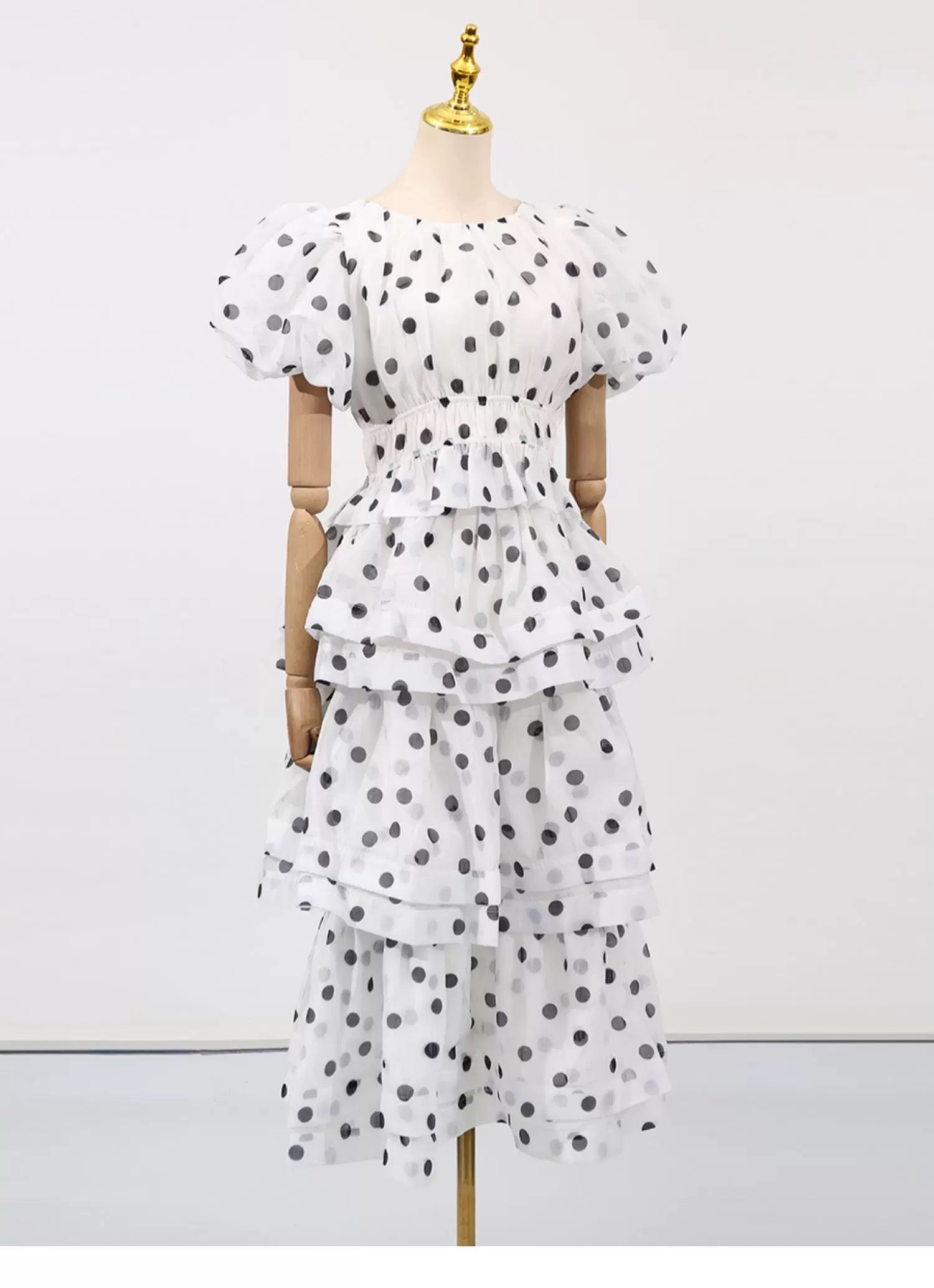 Odette Tiered Dot Dress
