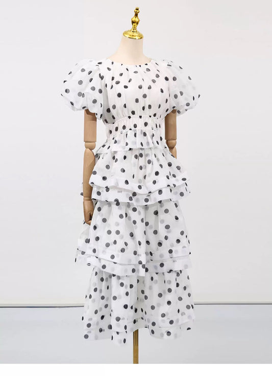 Odette Tiered Dot Dress