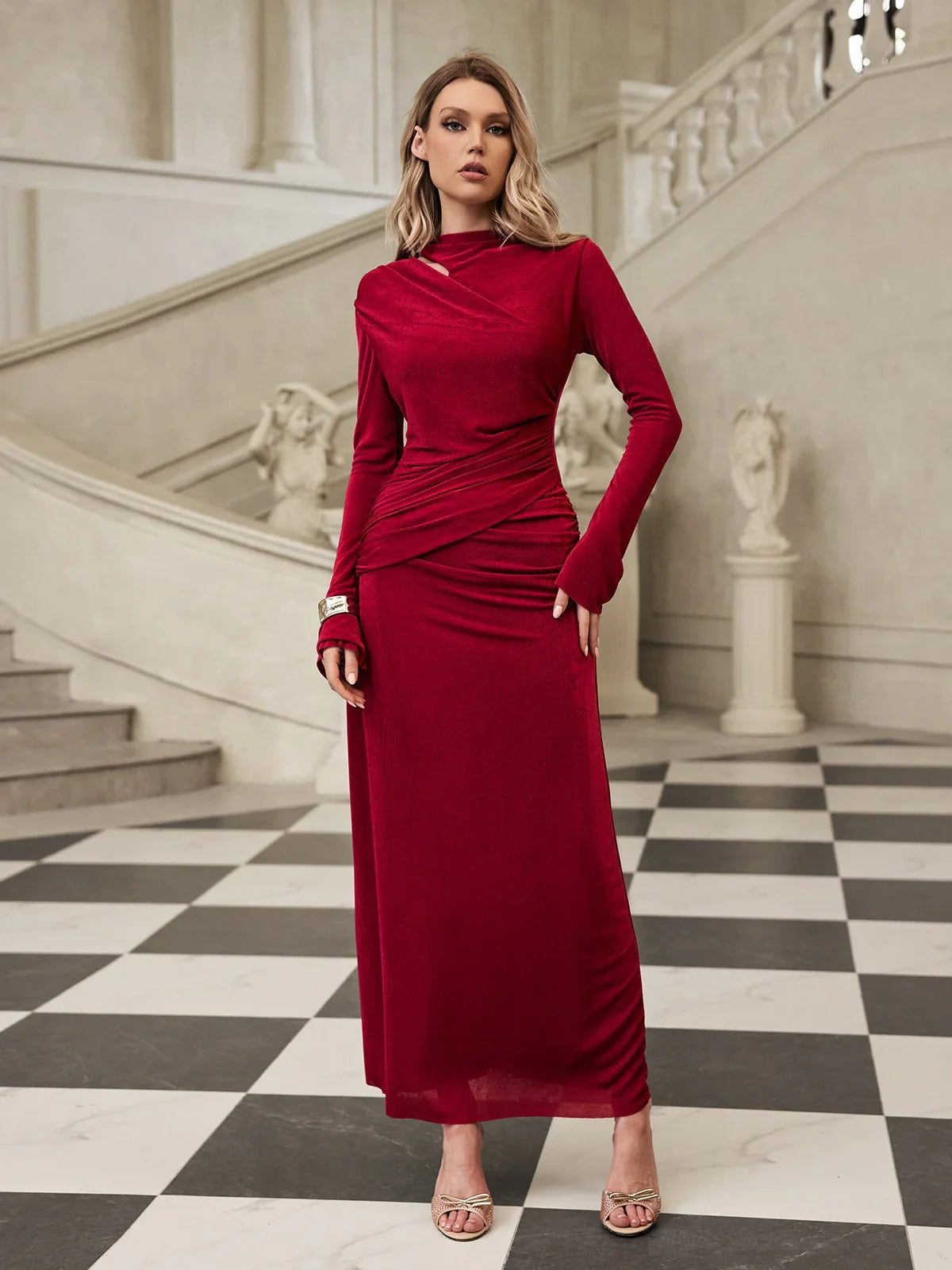 Noéline Draped Velvet Maxi Dress