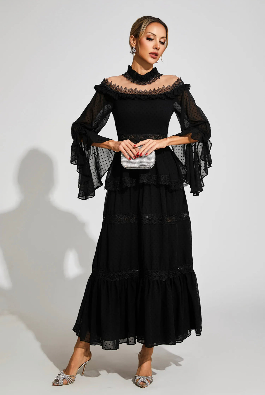 Black lace maxi dress