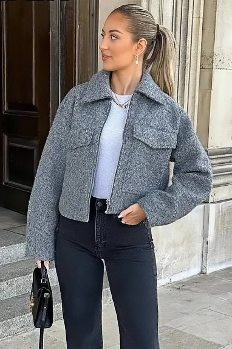 Women's Oversized Cropped Zip Jacket SOPHIE
