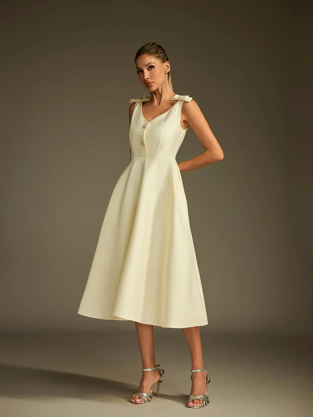 Colette Satin Fit & Flare Midi Dress