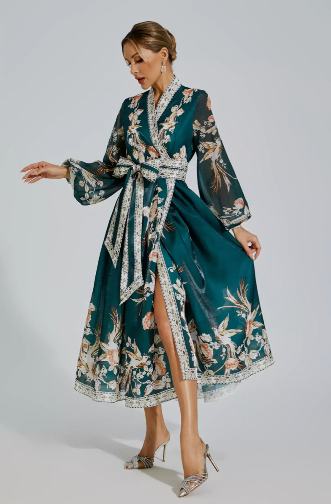 Miley green floral maxi dress