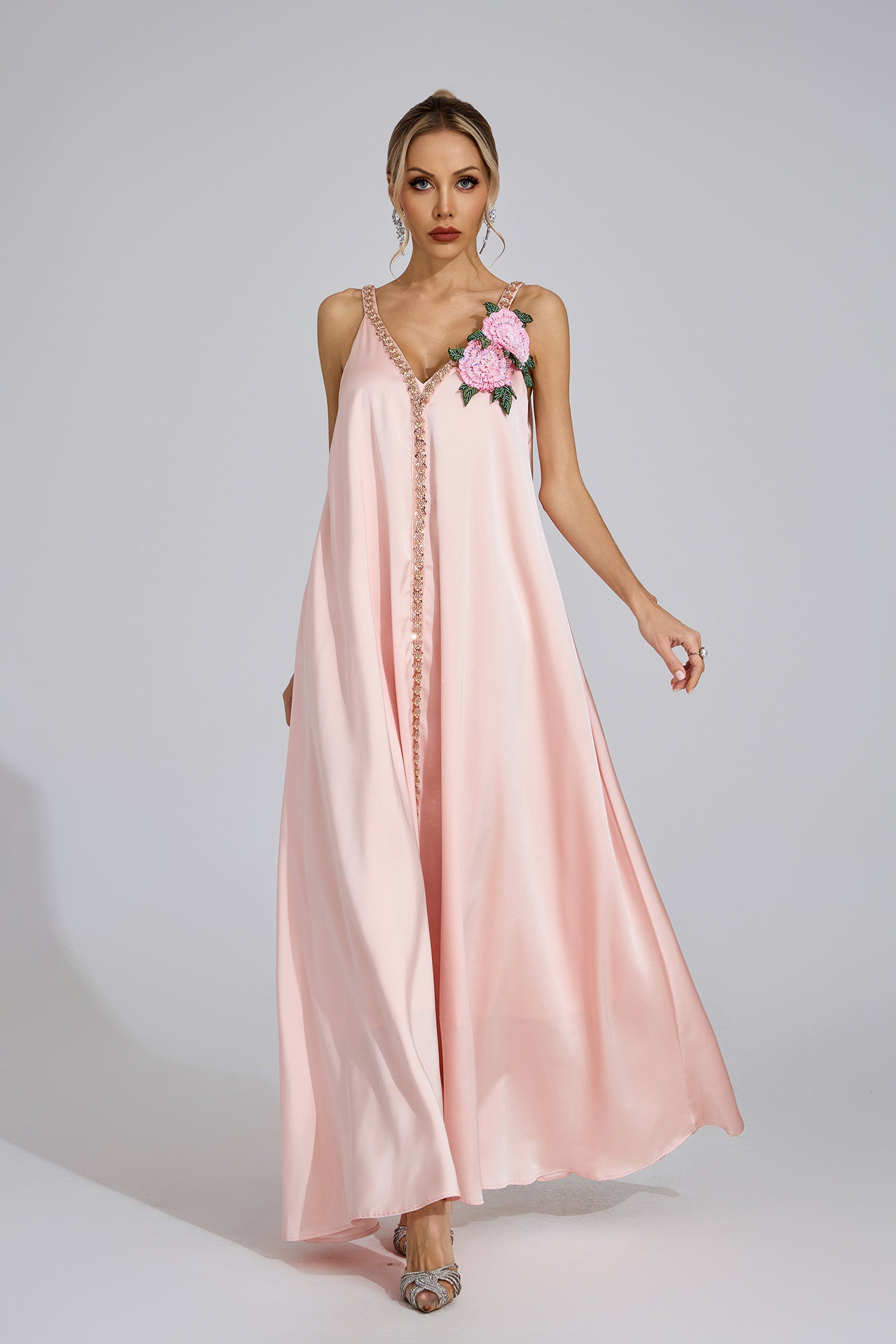 Aurélia Floral-Embellished Flow Dress