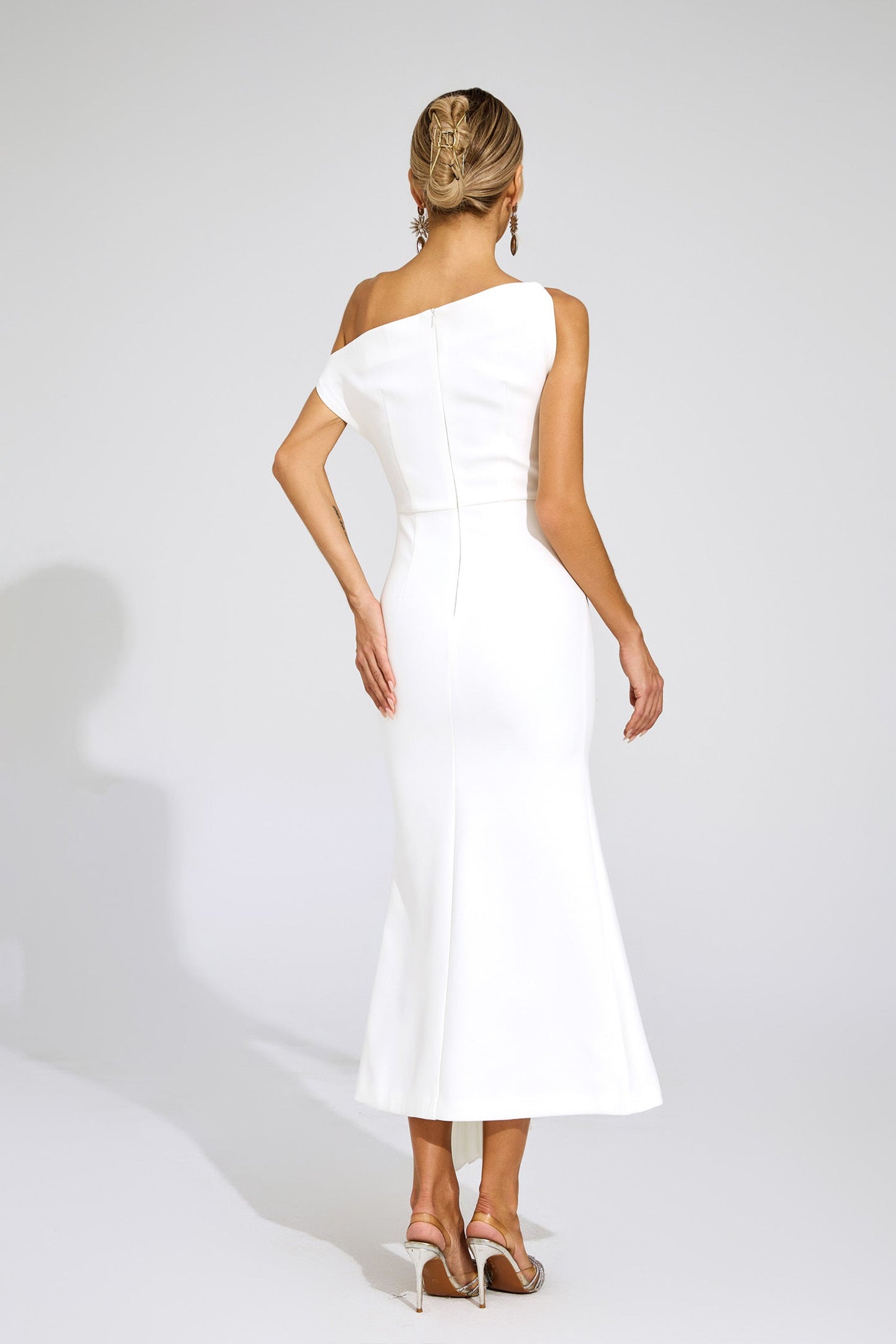 Aurelia Pleated One-Shoulder Midi Dress