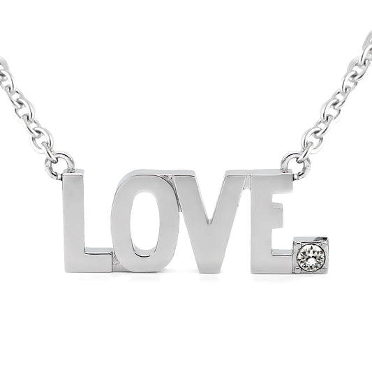 Sparkling LOVE Block Pendant Necklace