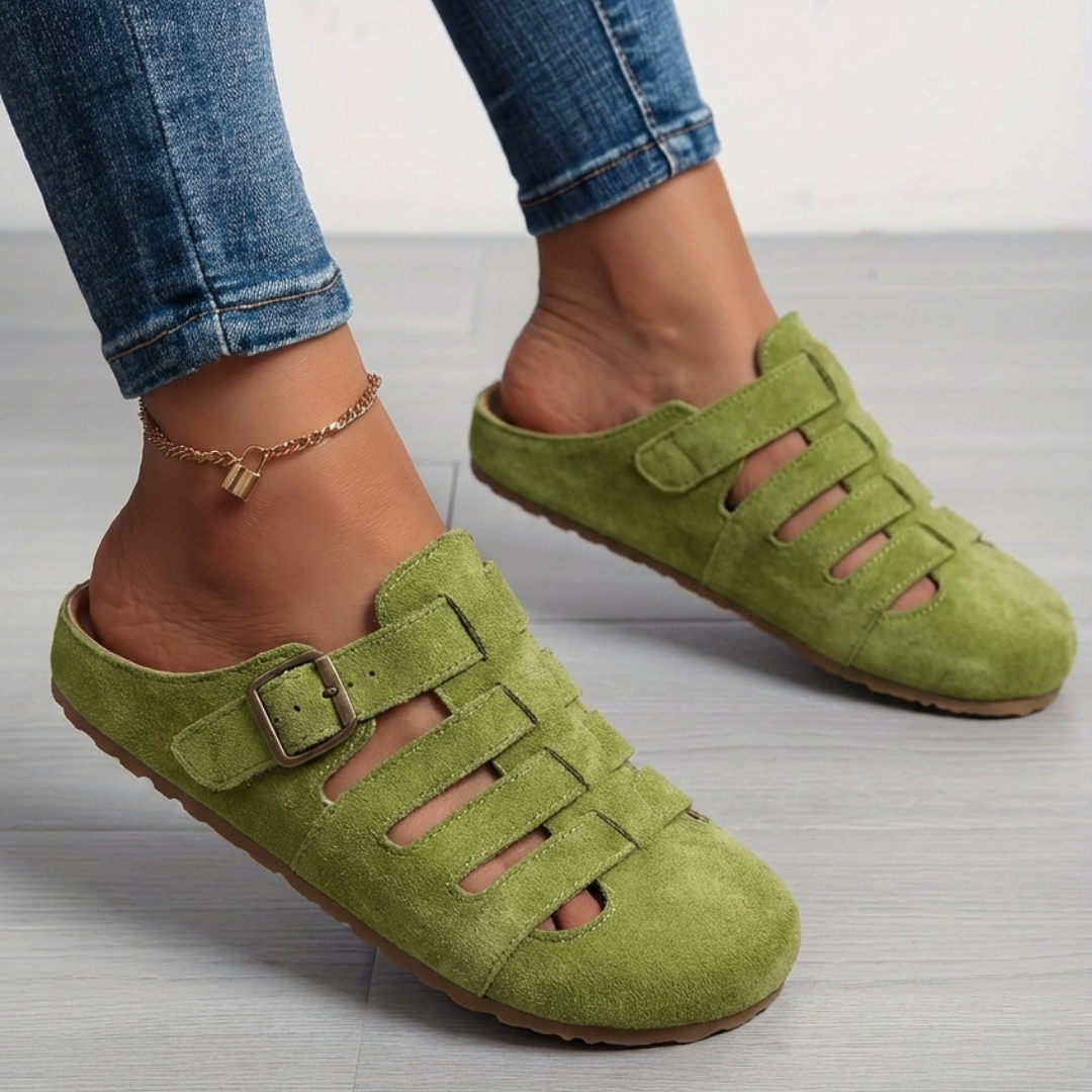Claire | Orthopedic Slip-On Mules Supportive Comfortable Everyday Green