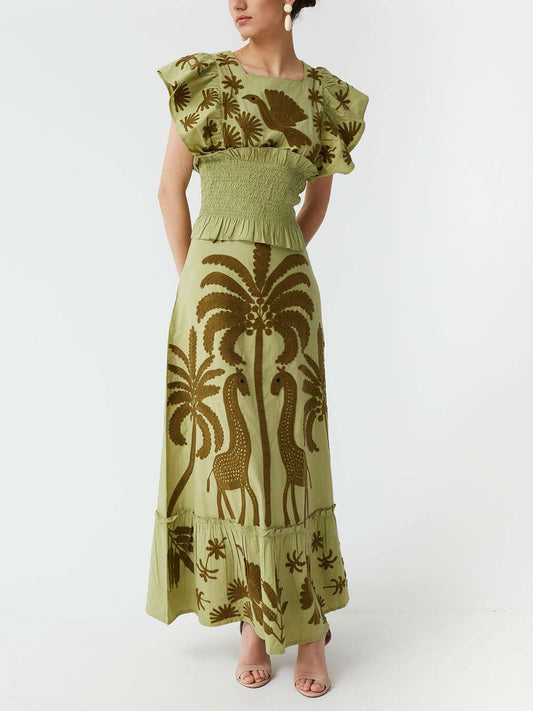 Elegant Palm Tree And Exotic Bird Print Tank Top