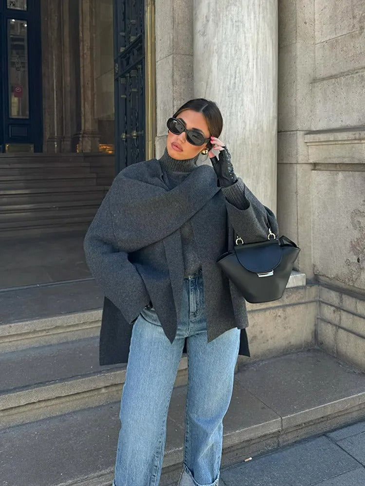 Iris | Cowl Neck Cape Coat for Women