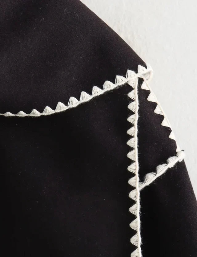 Nellie | Cape Coat with Contrast Trim
