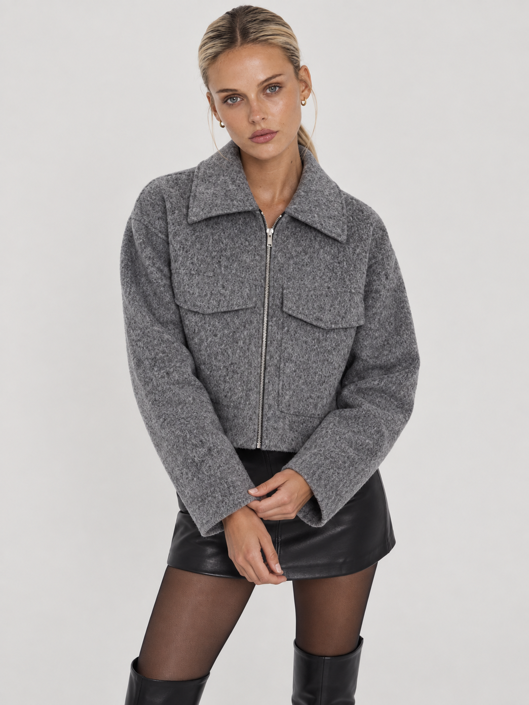 Women's Oversized Cropped Zip Jacket SOPHIE
