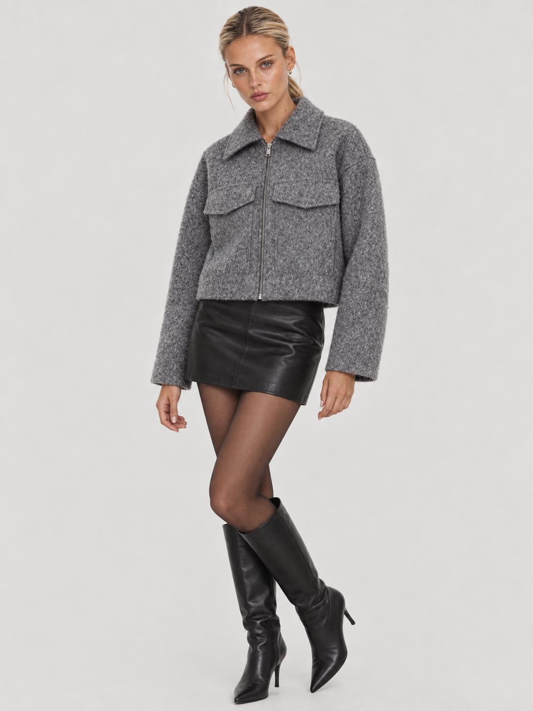 Women's Oversized Cropped Zip Jacket SOPHIE