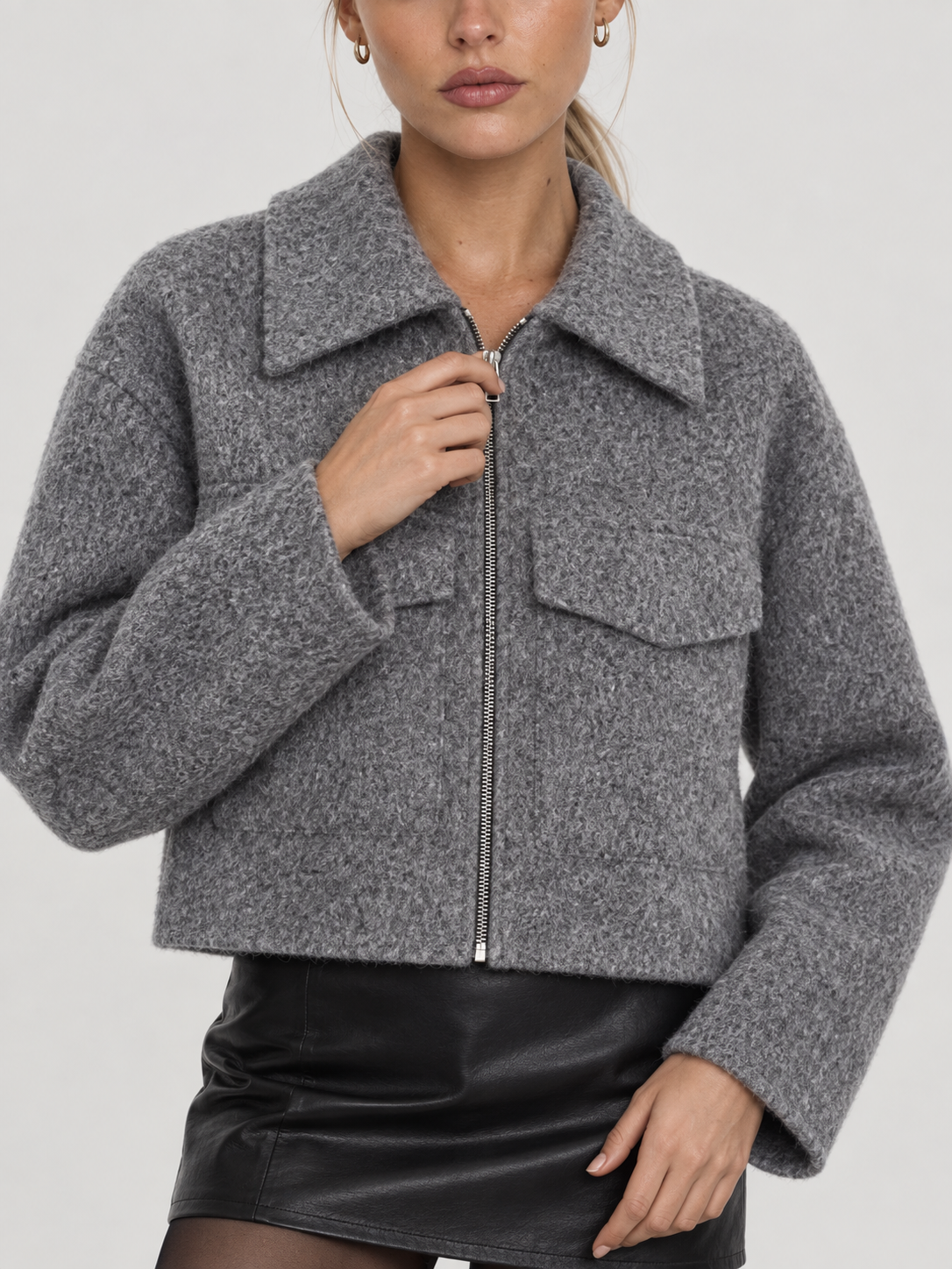 Women's Oversized Cropped Zip Jacket SOPHIE