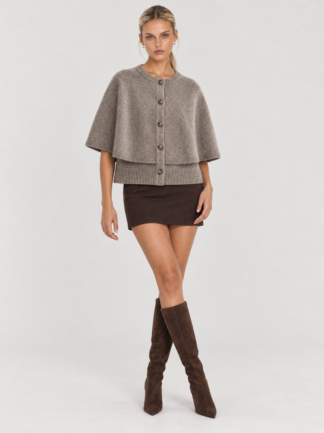 Women's Button-Up Knit Cape Sweater BLAKE