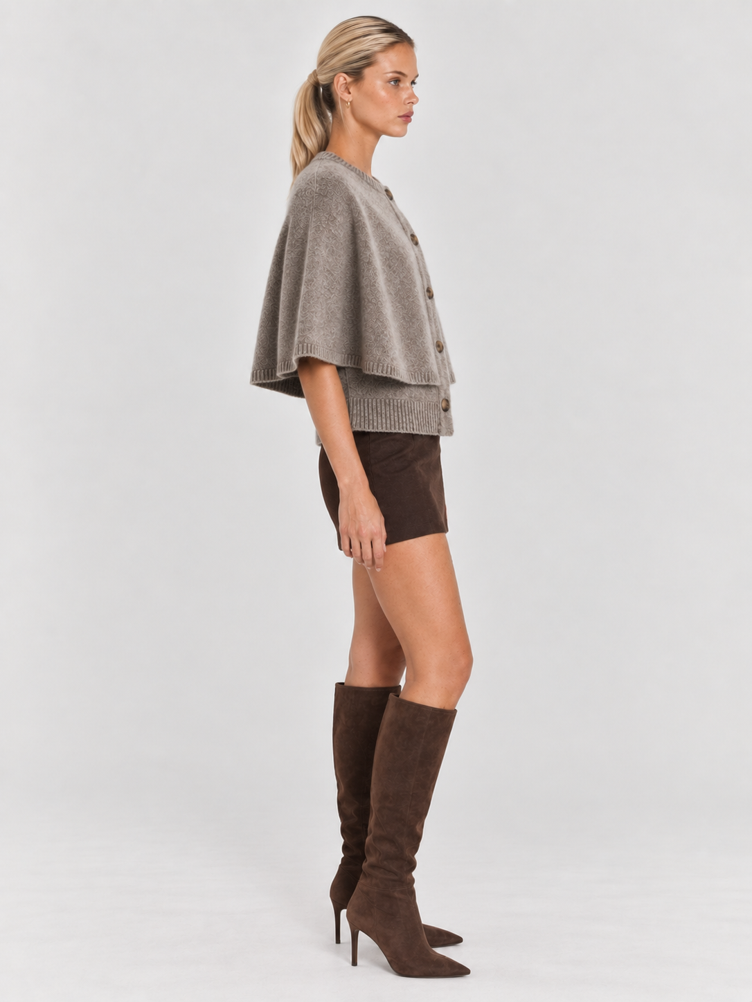 Women's Button-Up Knit Cape Sweater BLAKE