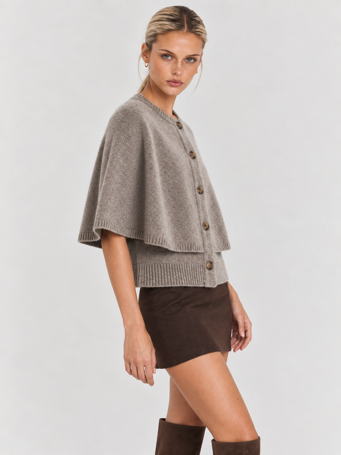 Women's Button-Up Knit Cape Sweater BLAKE
