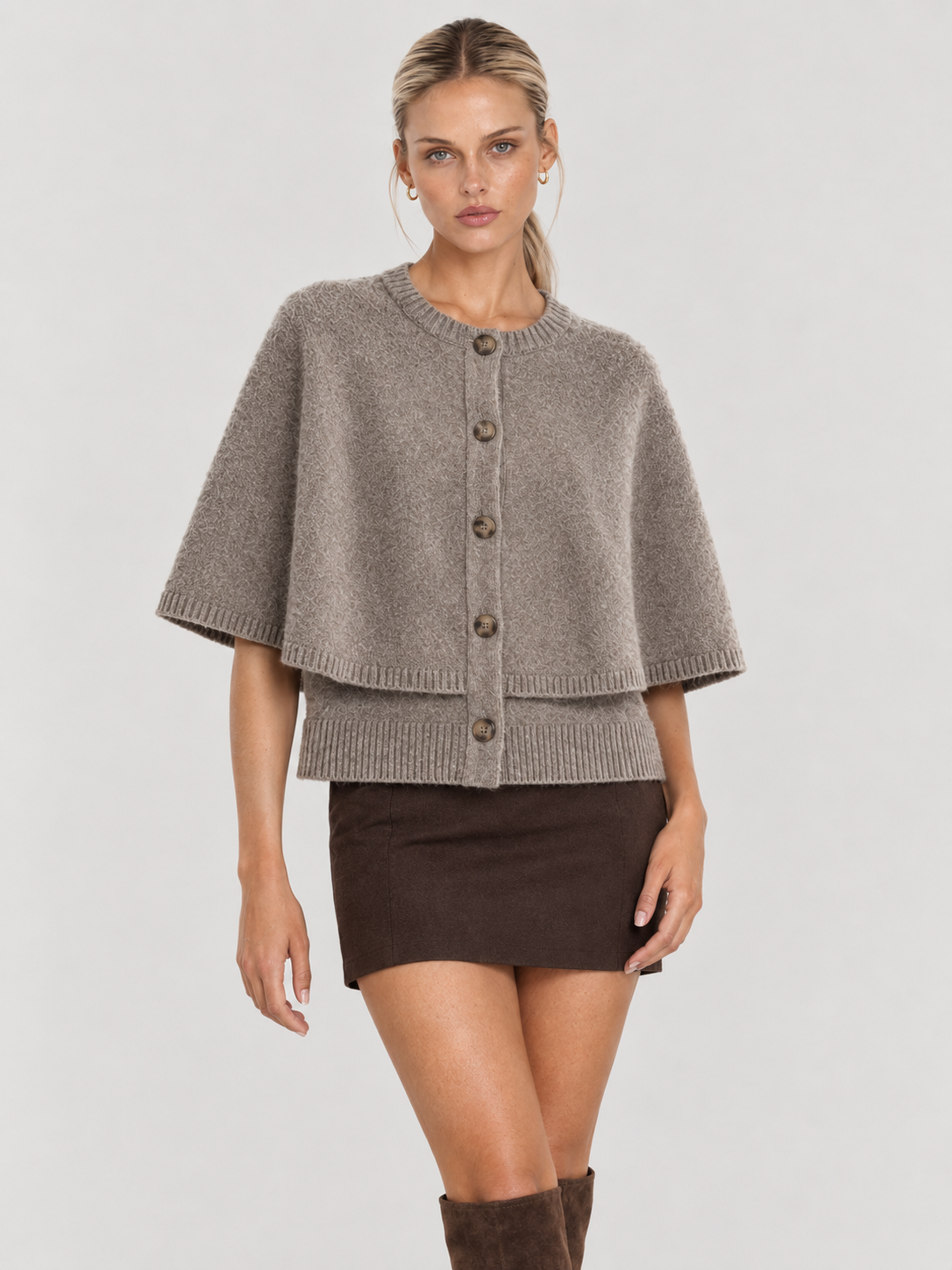 Women's Button-Up Knit Cape Sweater BLAKE