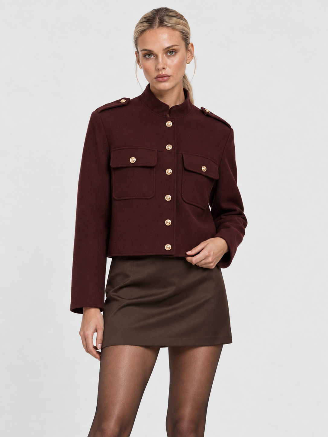 Women's Cropped Jacket with Gold-Tone Buttons LILLY