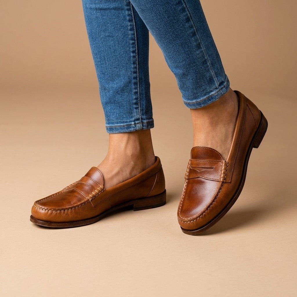 Jessa — Timeless Leather Loafers With Supportive Slip-On Everyday Design Brown