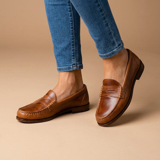 Jessa — Timeless Leather Loafers With Supportive Slip-On Everyday Design Brown