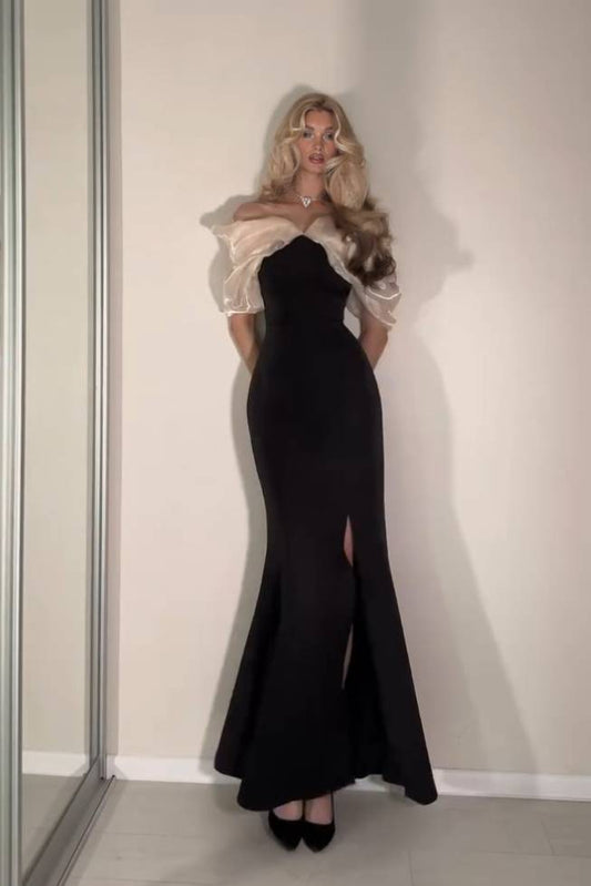 Off-shoulder Slit Maxi Dress