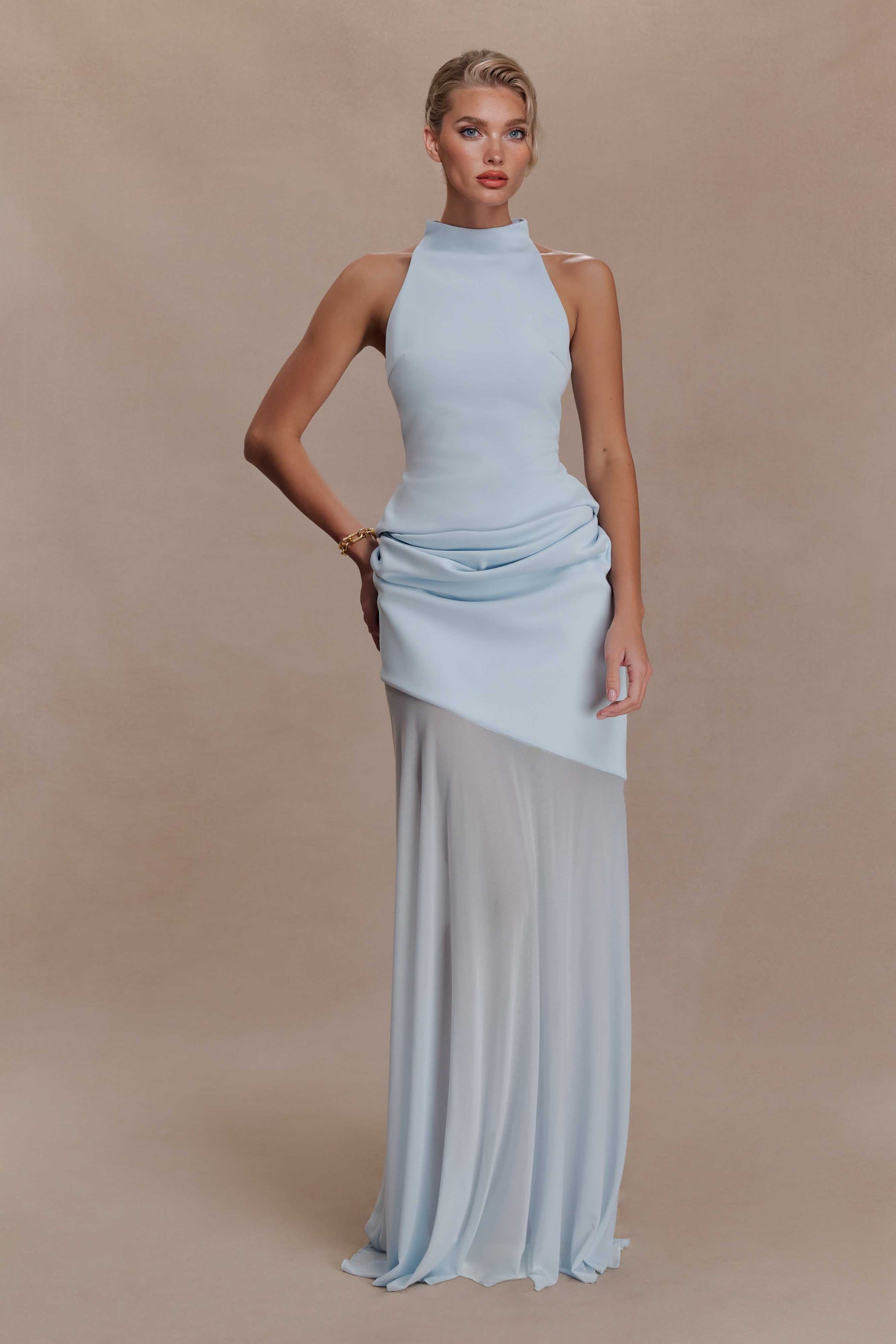 Sleeveless Top And Pleated Skirt Set Blue