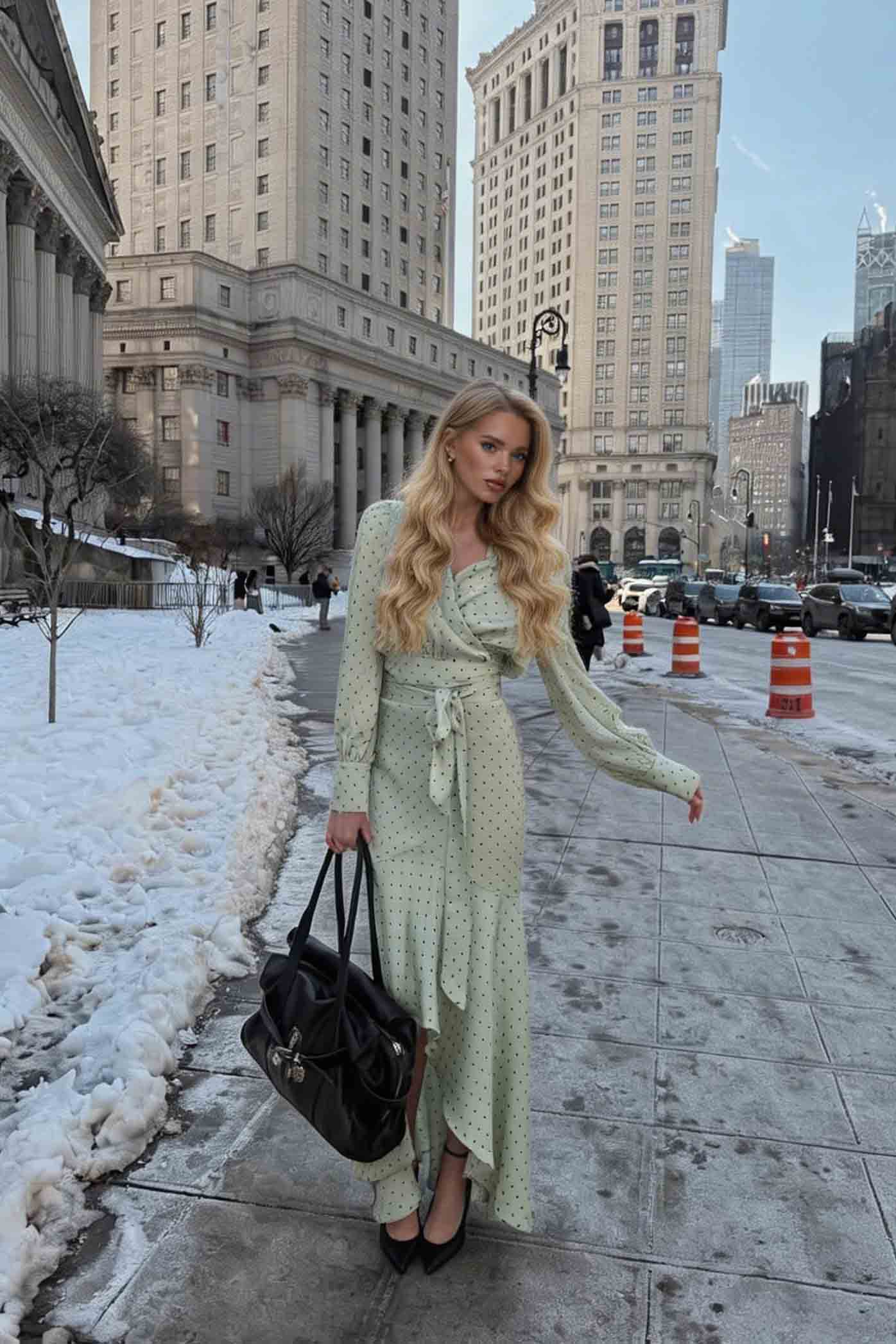 Polka Dot Shirt And Fishtail Skirt Set