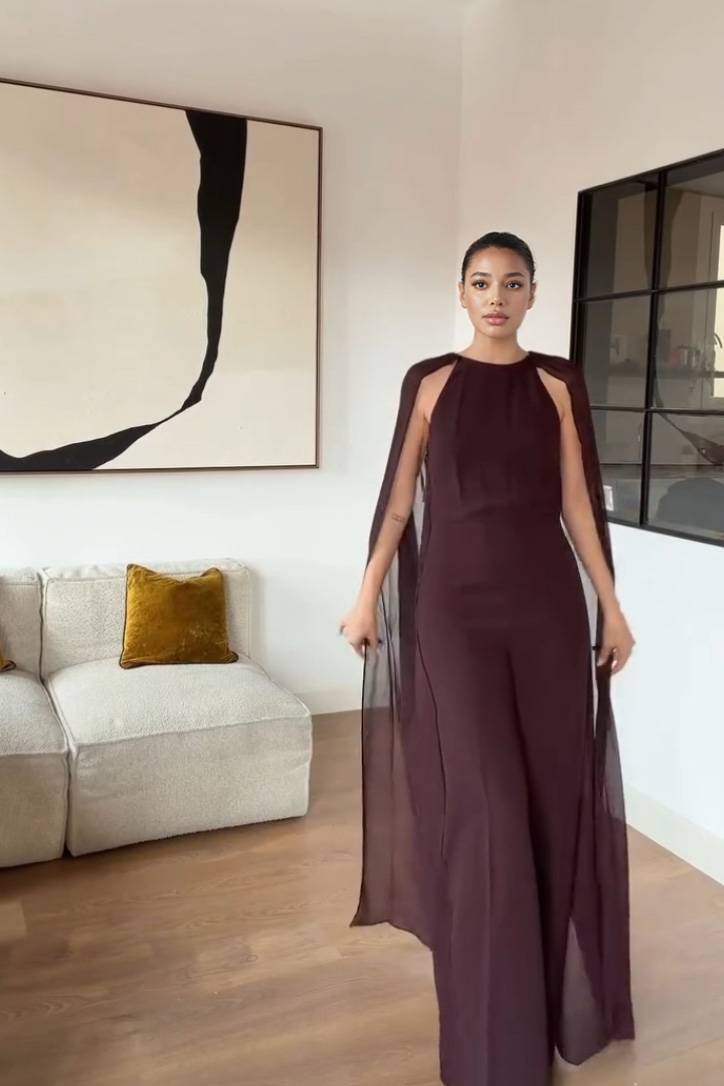 Minimalist Shawl Design Jumpsuit