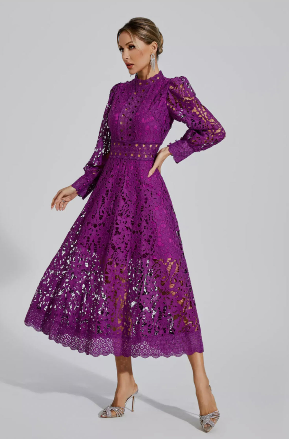 Kenzie Purple lace maxi dress