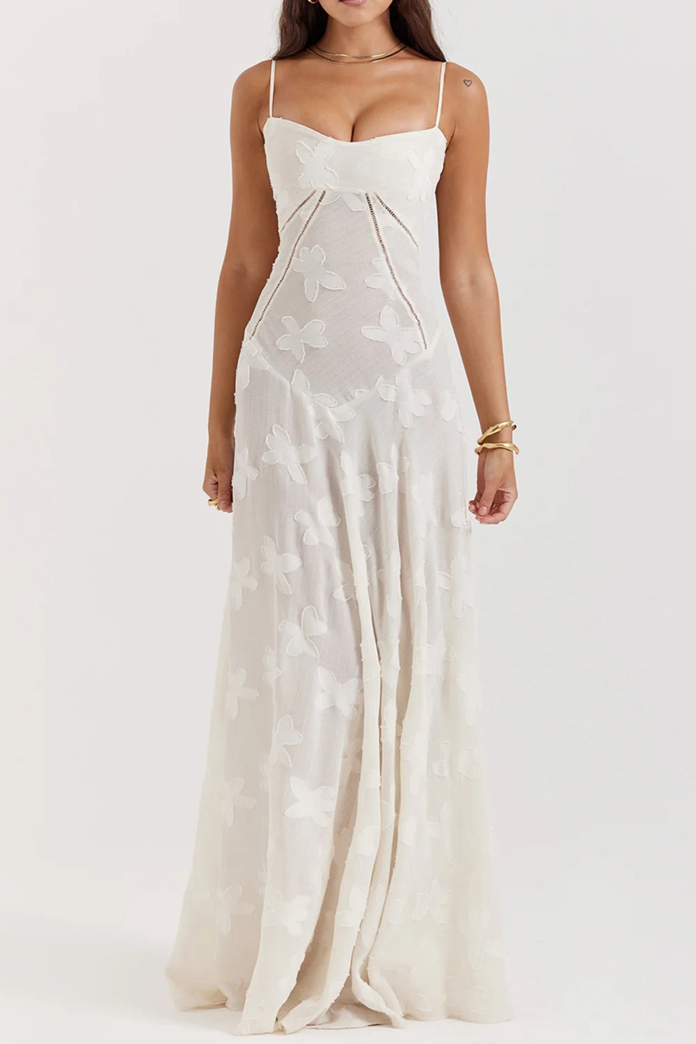 Margot see-through maxi dress White