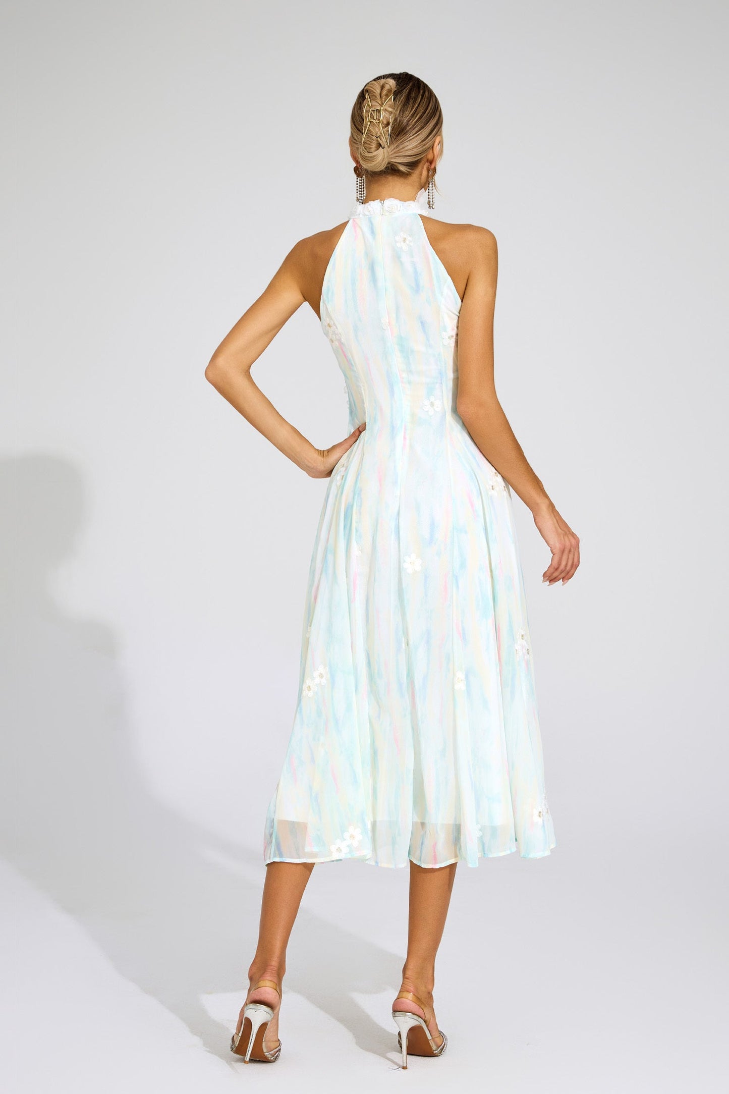 Céleste Pastel Lace Midi Dress