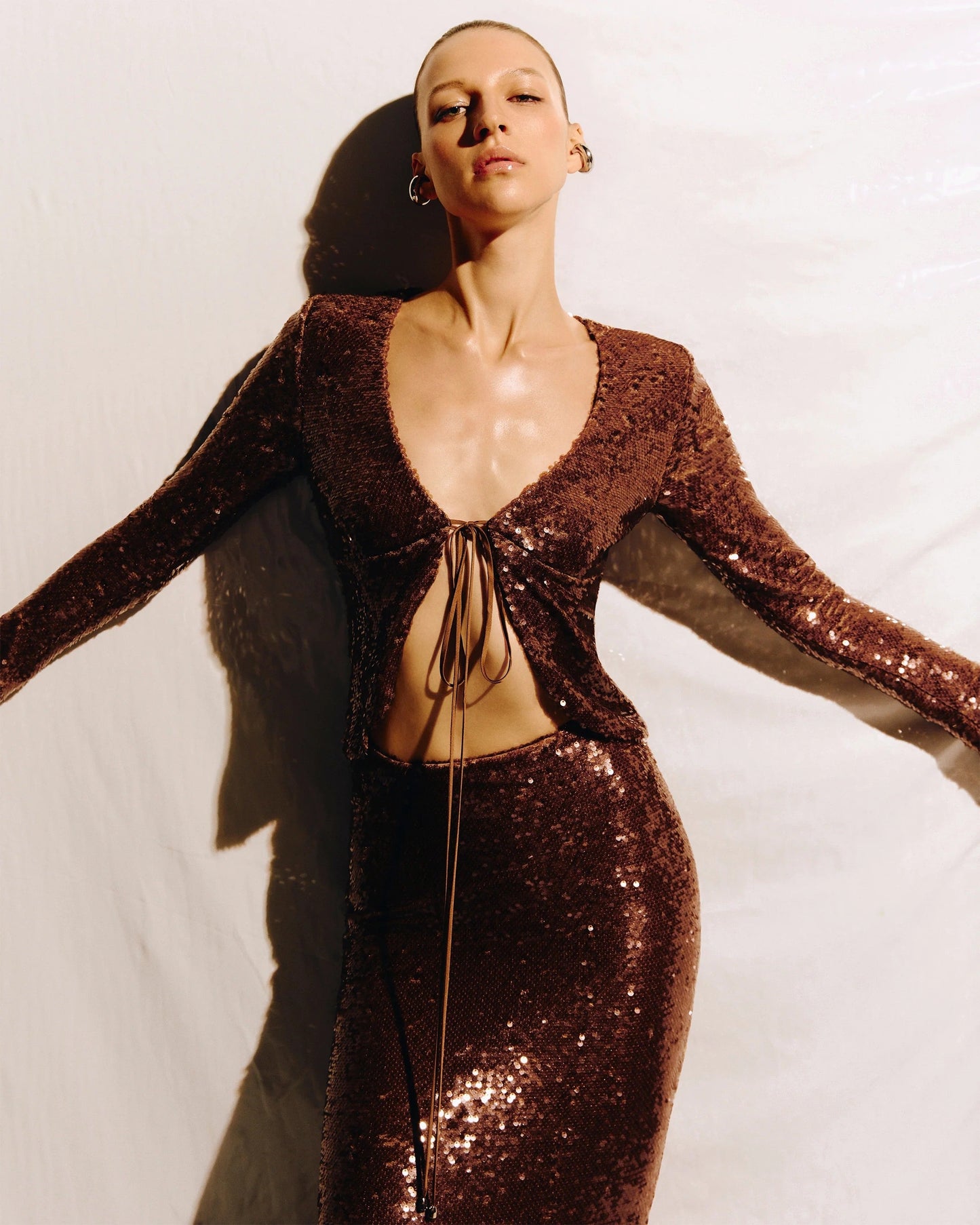 Sierra Bronze Sequin Set Gown