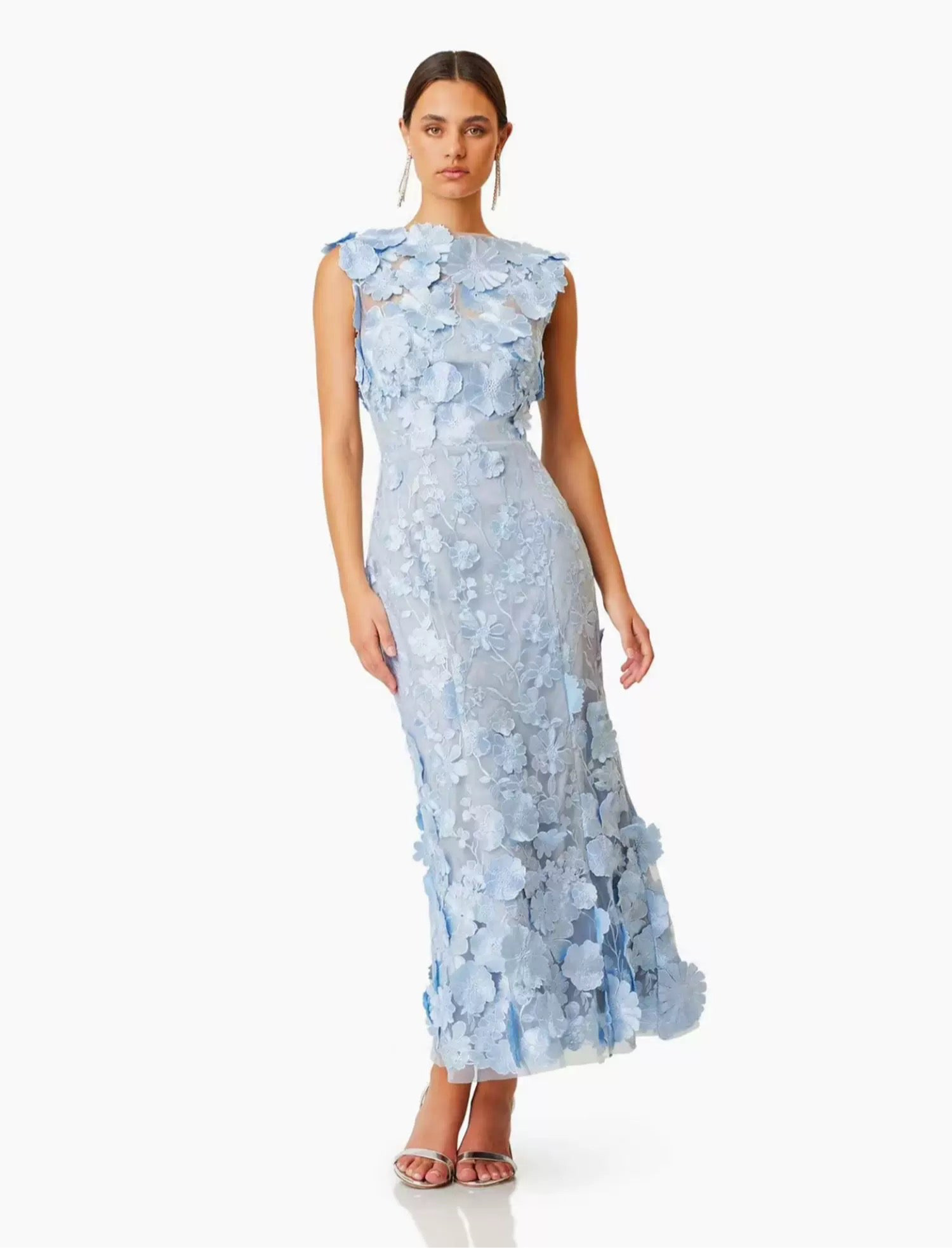 Fleur de Ciel blue Lace Midi Dress size S