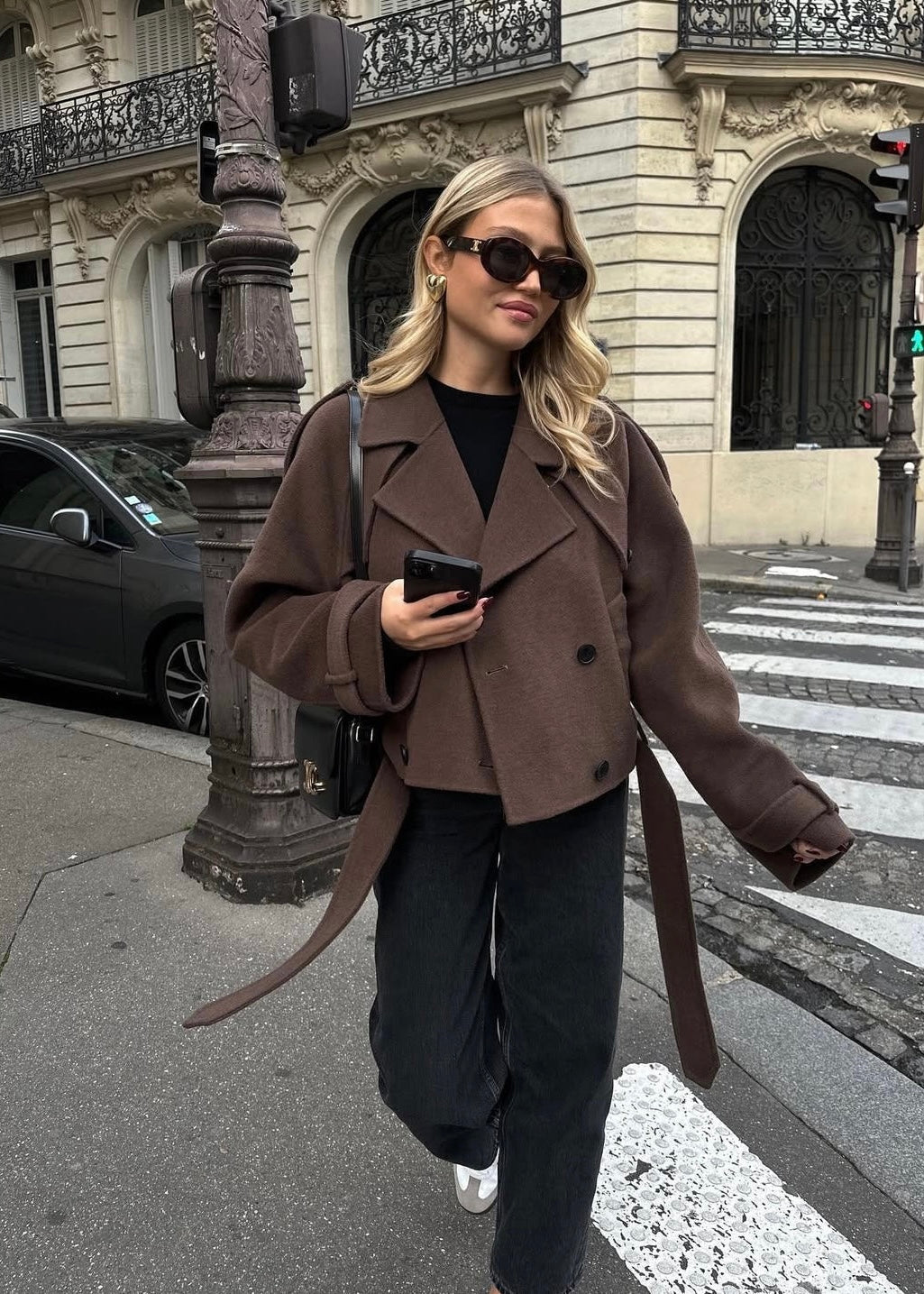 Camille | Brown Blend Cropped Trench Jacket