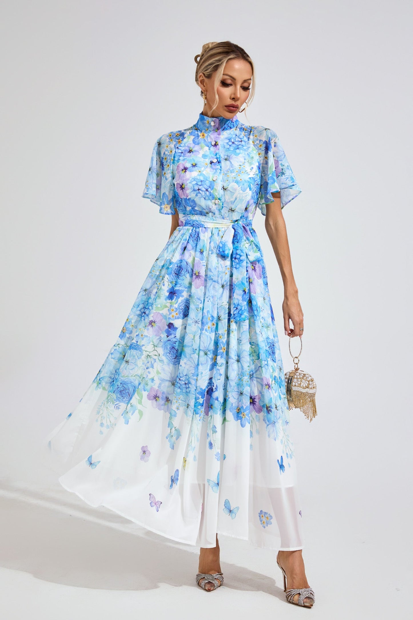 Élise Butterfly Garden Maxi Dress