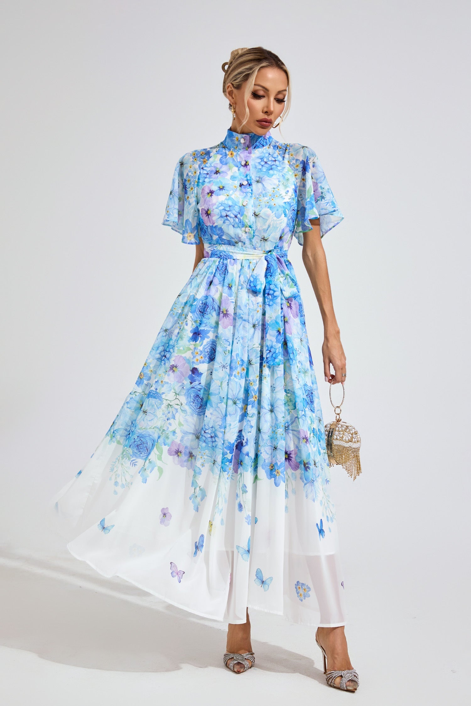 Élise Butterfly Garden Maxi Dress
